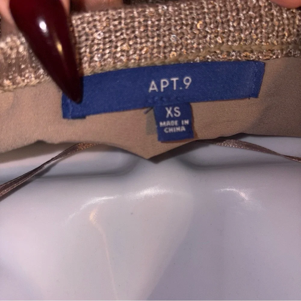 Apt 9 Sweater Gold Taupe XS Sparkly Thru out✨Long Sleeve Tunic Top Holiday Nice - Picture 8 of 13